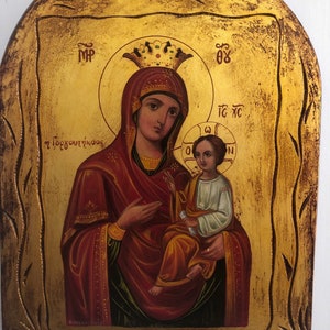 Virgin Mary HAND PAINTED Byzantine Icon Gorgoepikoos