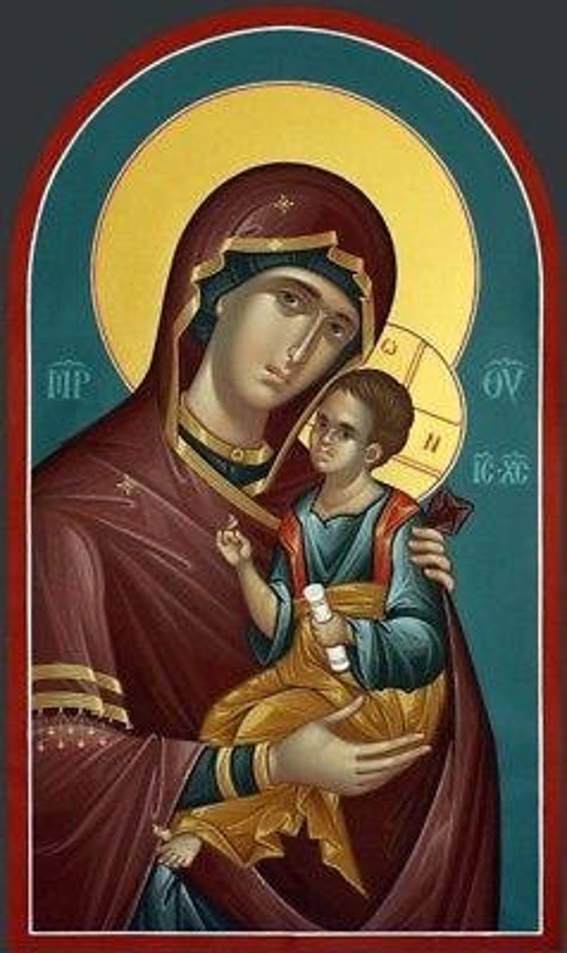 Icône byzantine peinte à la main de la Vierge Marie Etsy France