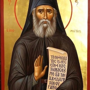 HAND PAINTED Byzantine Icon Of Saint Paisios