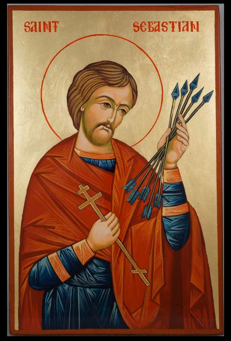 Saint Sebastian Hand Painted Orthodox Christian Byzantine Icon | Etsy