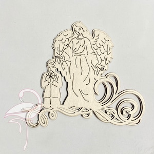 Communion double épaisseur garçon avec ange gardien 104 x 90 mm