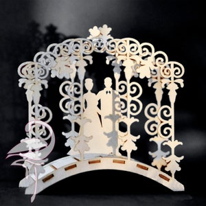 3D boda intrincado puente con pareja - 73 x 70 x 32 mm