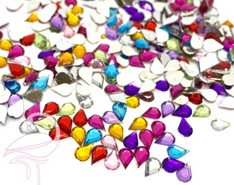 Drop shaped flatback acrylic rhinestones - 4 x 5mm