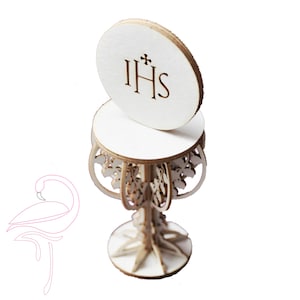 Calice de la communion 3D avec fleurs DEBOUT LIBRE - 90 mm -