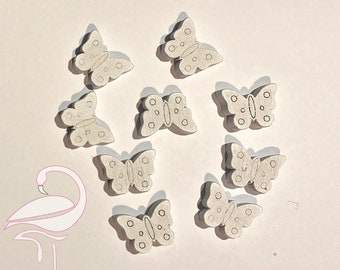 Wooden Butterflies White x 9 pcs