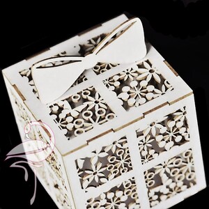 Caja de regalo 3D con lazo - 70 mm con lazo - cartón de 1,5 mm de espesor