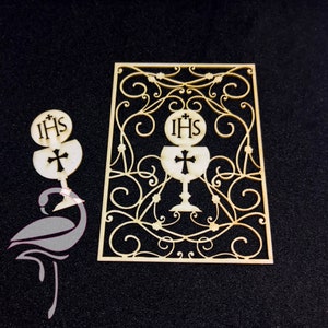 Holy communion card front + additional chalice - 55 x 80mm