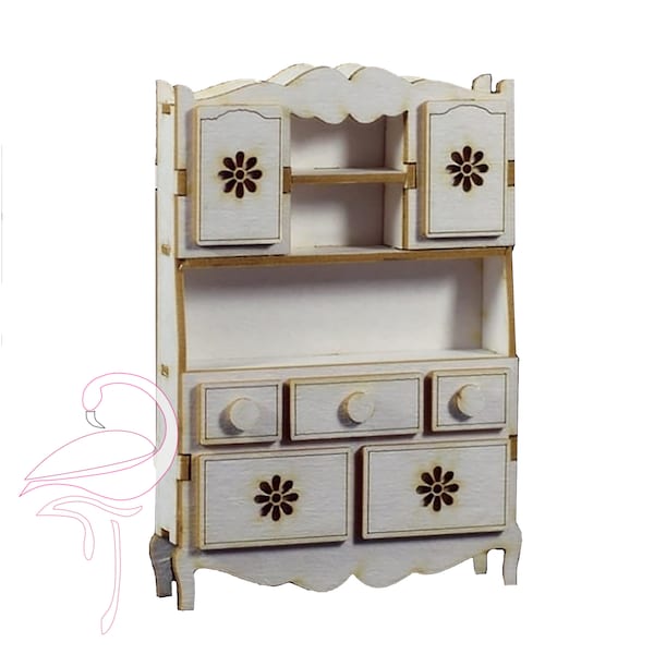 3D Cardboard Dresser Mini – Unassembled Dollhouse Furniture