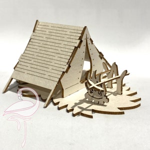 Carpa y Fogata 3D - Cartón de 1,5mm de espesor