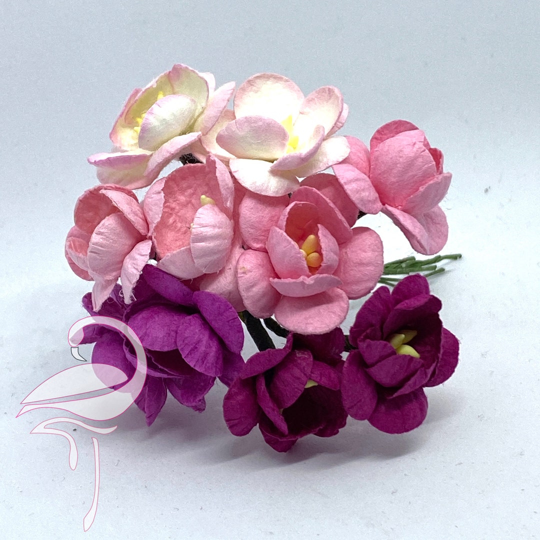 50 Rose Artificiali In Carta Di Gelso Miste Rosa – Mini Fiori 0,5 Cm Per Scrapbooking, Bomboniere, Fai Da Te