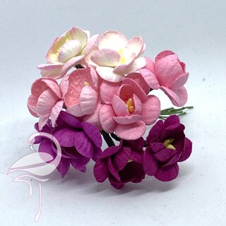 50 Rose Artificiali In Carta Di Gelso Miste Rosa – Mini Fiori 0,5 Cm Per Scrapbooking, Bomboniere, Fai Da Te