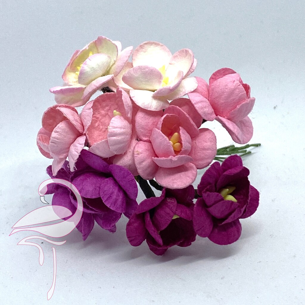 50 Rose Artificiali In Carta Di Gelso Miste Rosa – Mini Fiori 0,5 Cm Per Scrapbooking, Bomboniere, Fai Da Te
