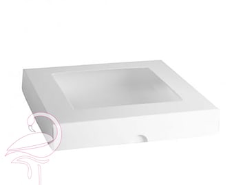 Quadratische Dose weiß mit transparentem Deckel - 150 x 150 x 25mm