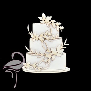 Bolo de casamento de dois andares com flores - 50 x 55 mm - papelão