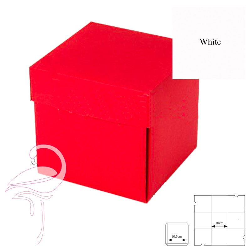 May include: A red square gift box with a white label that says "White". The box is 10.5 cm wide and 10 cm tall.