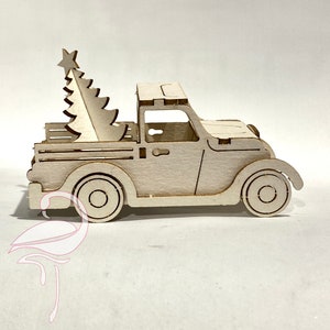 Camionnette 3D et sapin de Noël - carton de 1,5 mm d'épaisseur.