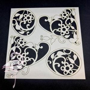Set von 4 floralen Ornamenten - Karton 1mm