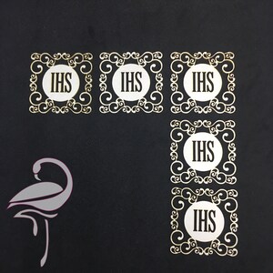 Sainte Communion - Hostie dans une bordure complexe x 5 pièces - 40 x 40 mm - carton de 1 mm d'épaisseur