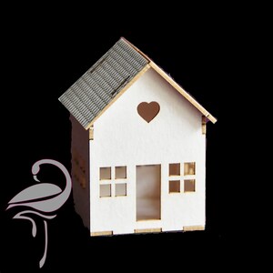 Casa 3D - 3 piezas - 31 x 31 x 40mm - cartón de 1mm de espesor.