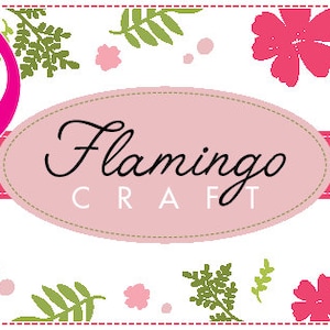 May include: Pink flamingo silhouette with floral design on a black background. The text "Flamingo Craft" is in a white oval with a pink background.