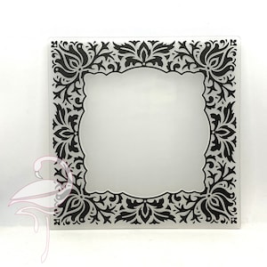Carpeta de relieve - Marco floral cuadrado - 127 x 127 mm
