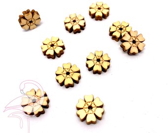 Wooden Flowers 15 x 15mm x 10 pieces