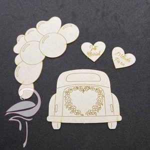 Auto "Just Married" mit Luftballons - Karton 1,5mm dick