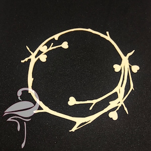 Corte láser - Marco redondo con corazones y ramitas - 90 x 100 mm - cartón de 1,5 mm de espesor