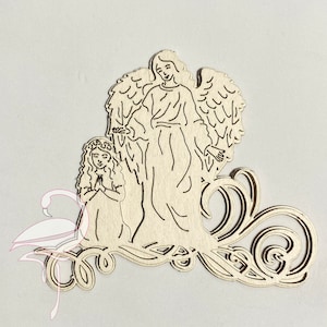 Communion double épaisseur avec ange gardien 104 x 90 mm