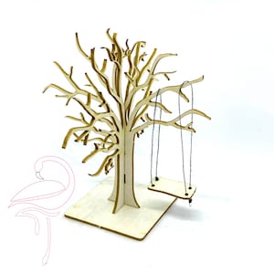 Árbol 3D con columpio - 90 x 87 mm - cartón 1,5 mm de espesor