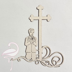 Communion Garçon avec croix - lot de 2 - 82 x 90 mm