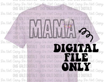 Faux Embroidery - Mama (Orchid)