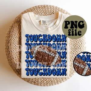 Faux Sequin - Faux Glitter - PNG file - Football Touchdown - Blue