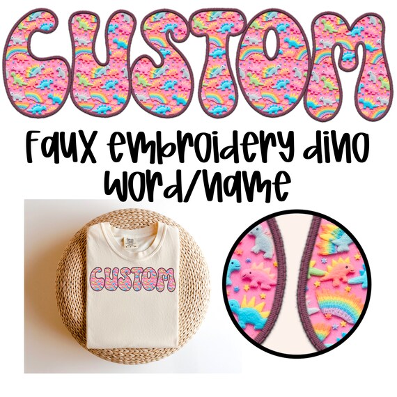 LISTADO PERSONALIZADO Bordado falso Palabra/nombre personalizado  Archivo PNG