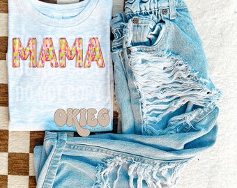 Zomer Mama Faux borduurwerk Mama -PNG-bestand
