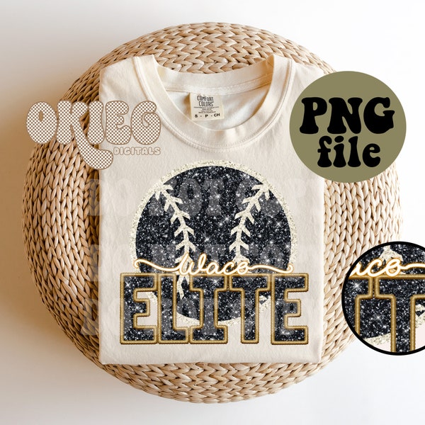 Faux Embroidery | Faux Glitter | Waco Elite Baseball - PNG File