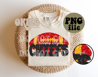Faux Embroidery | Faux Glitter | KC Football - PNG File