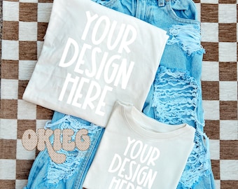 Rabbit Skins/LAT | Mommy & Me Mock Up - Flat Lay - Blank Mock Up - Natural - Kid/Youth/Adult Mock Up