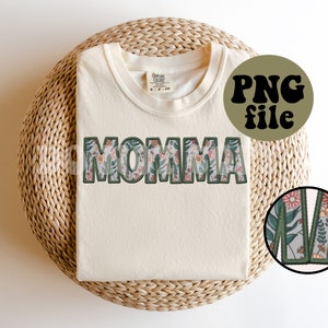 Faux Embroidery - Dark Floral - Momma PNG File