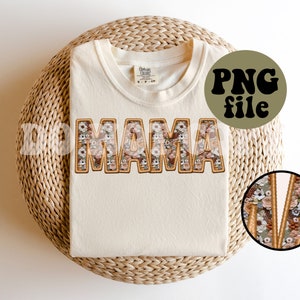 Faux Embroidery - Fall Floral Mama - PNG file