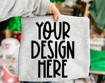 Gildan Sweatshirt / Gildan Dryblend Mock Up - Flat Lay - Blank Mock Up - Ash Grey