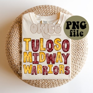 Faux Embroidery - Faux Glitter - PNG FILE - TulosoMidway Warriors