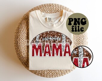 Faux Embroidery | Faux Glitter | Football Mama - RED - PNG File