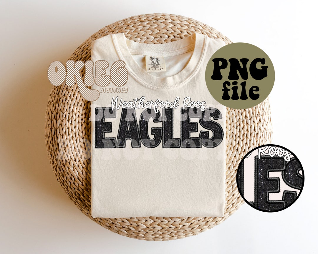 Faux Embroidery Faux Glitter Weatherford Roos Eagles PNG Etsy