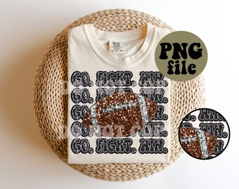 Faux Sequin - Faux Glitter - PNG file - Football Go Fight Win