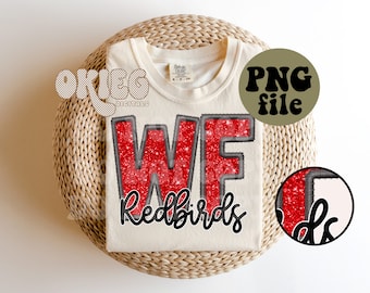 Faux Embroidery - Faux Glitter - Png File - WF Redbirds