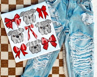 Coquette Bows - Faux Glitter - Bulldogs - Mascot PNG