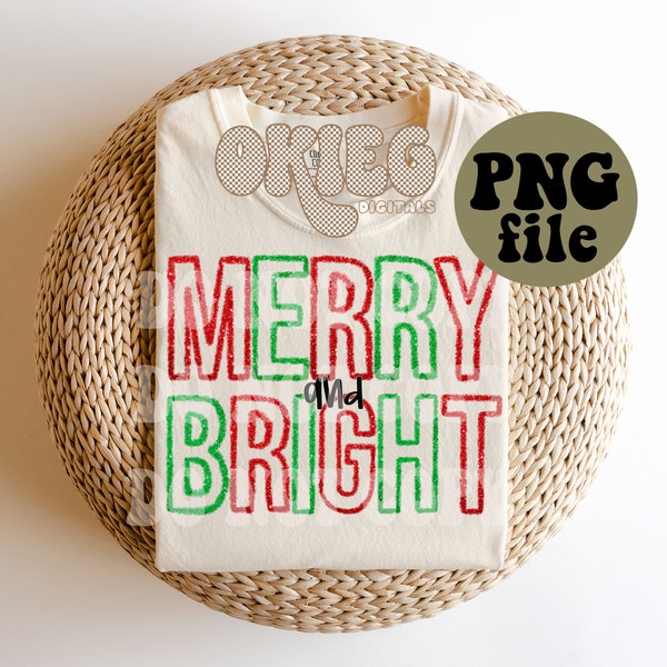 Faux Tinsel - Christmas PNG file - Merry & Bright