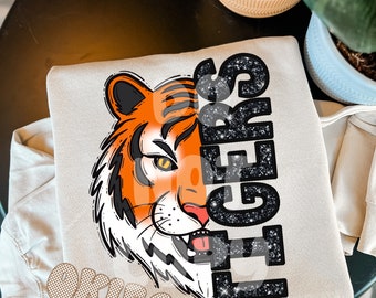 Faux Embroidery - Faux Glitter - Tigers - Mascot PNG