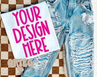Rabbit Skins/LAT/Gildan | Mock Up - Flat Lay - Blank Mock Up - White - Kid/Youth/Adult Mock Up